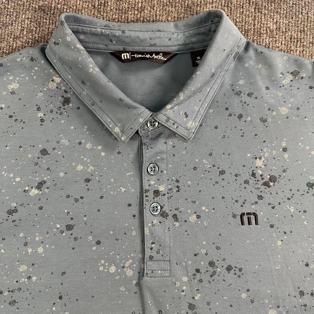TravisMathew Men's Splatter Print Golf Polo Shirt 4-Way Stretch Moisture Wick XL